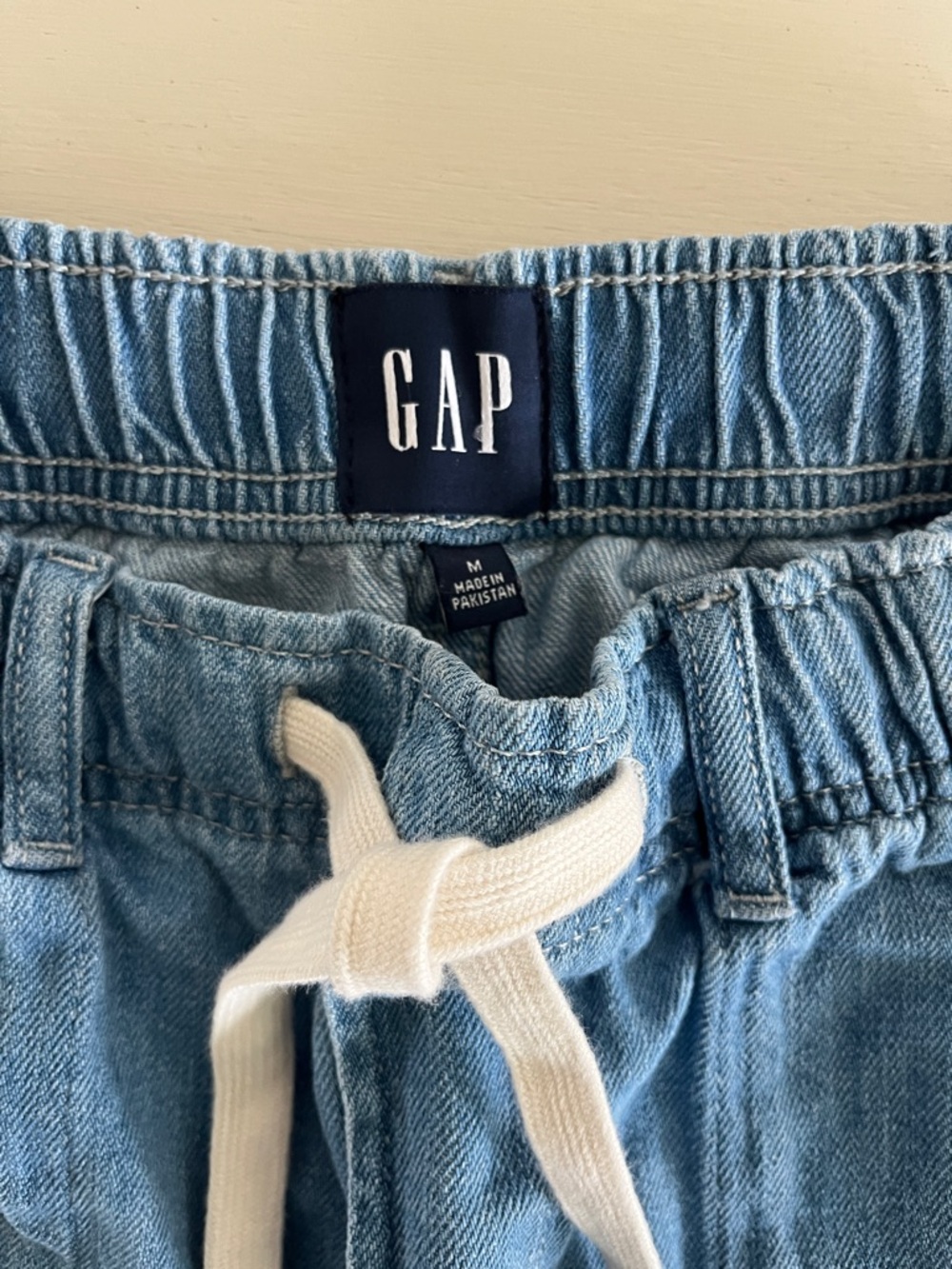 GAP Light Blue Denim Drawstring Shorts - Picture 2 of 3